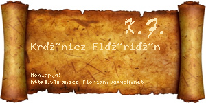 Kránicz Flórián névjegykártya